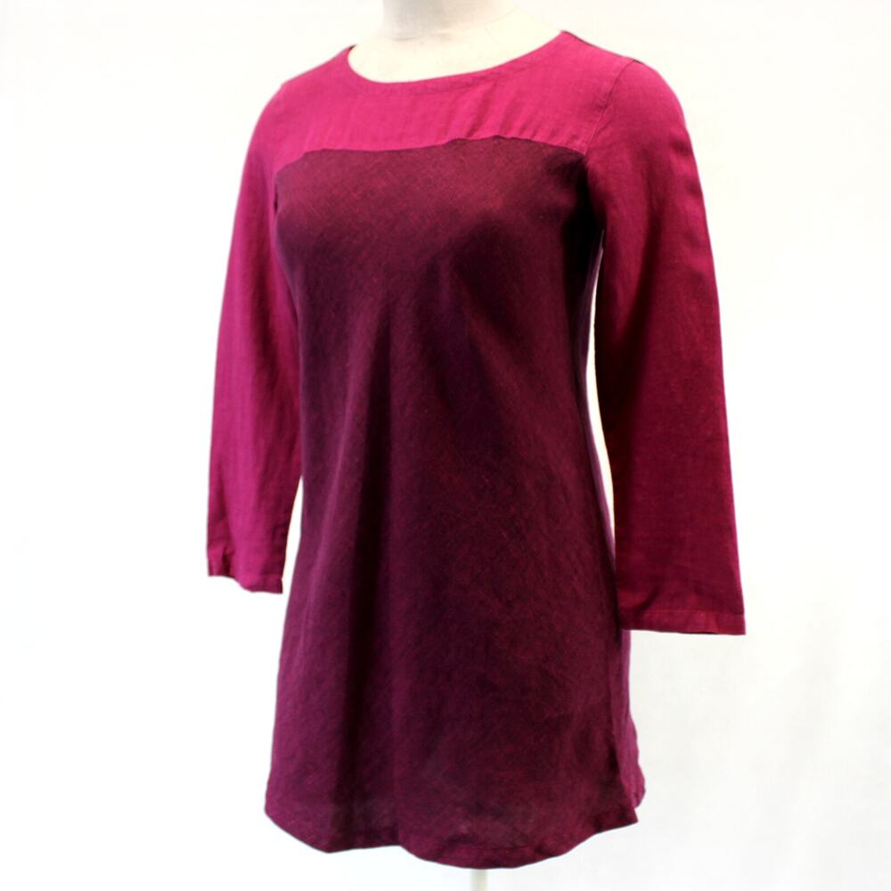 CLICK Color Me Cotton Art to Wear Linen Dress Medium Violet Made USA